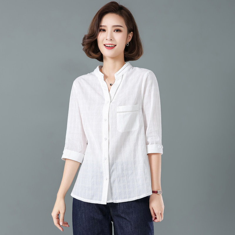 早秋气质薄款2020年新款七分袖衬衫 dkchenpin淘斯专卖衬衫