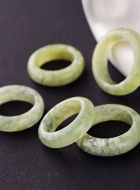 七世缘甜美男女岫玉戒指