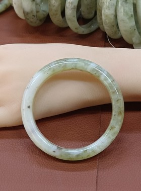 天然岫玉新疆水草镯金草镯子草花越带越好可盘可养口径全