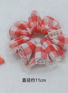 手工彩钻发绳儿童新年红格子发饰