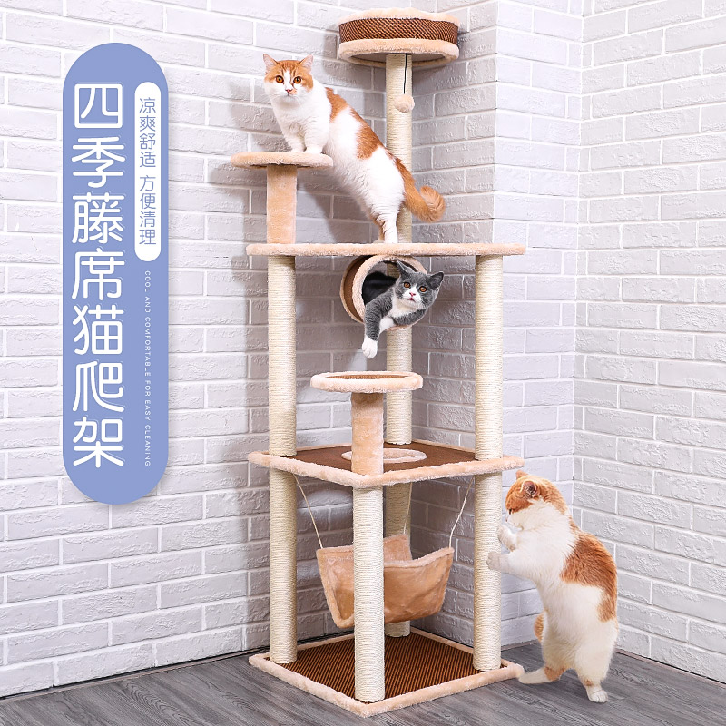 猫爬架猫窝猫树一体四季藤席小户型大玩具剑麻猫抓柱猫架猫爬架子-图3