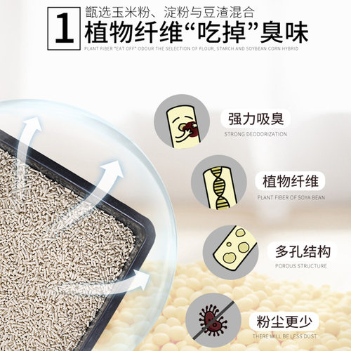 砂舞原味豆腐猫砂无尘除臭结团猫沙吸水去味猫咪厕所砂用品2.4kg - 图0
