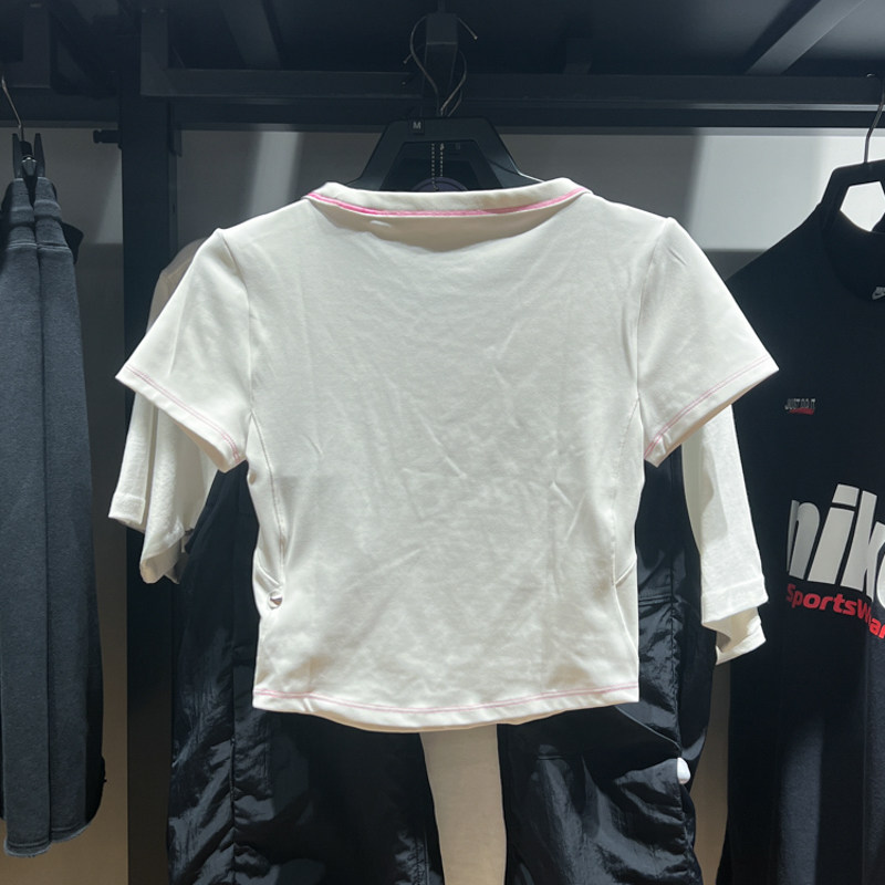 Nike耐克女子正品2024秋新款运动休闲短款舒适短袖T恤 HM4584-133 - 图2