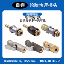 Copper-made self-locking tyre inflatable clamping head car air pressure gauge pressure gauge clamping air nozzle inflatable nozzle inflatable nozzle