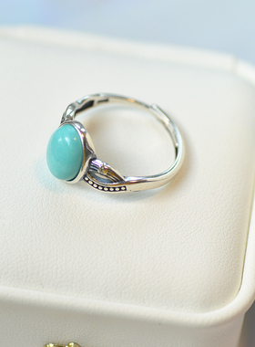 天然做线条开口戒指绿松石蓝松