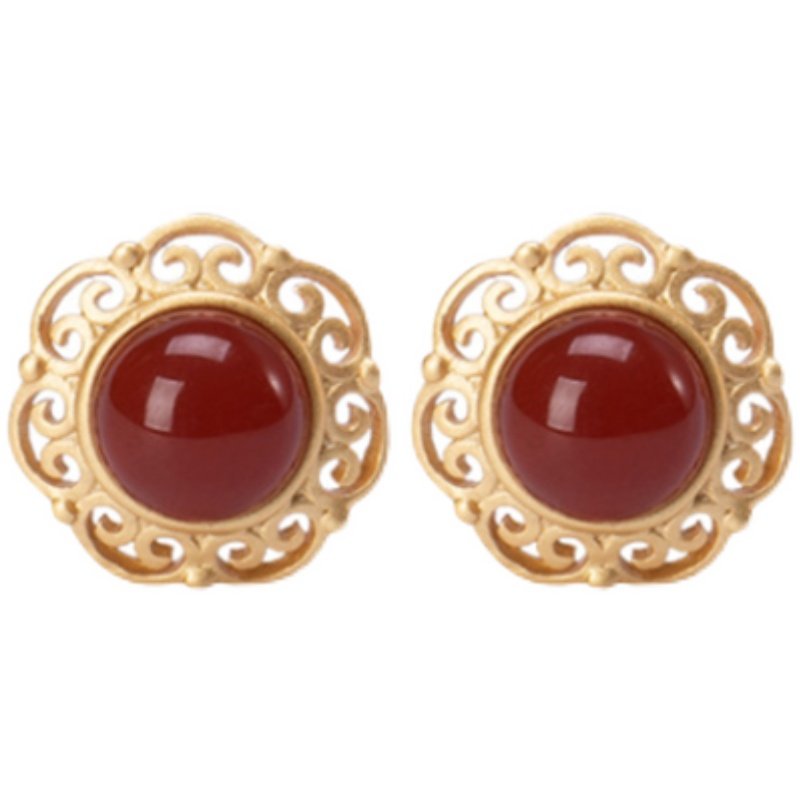 天然南红玛瑙绿松石925银纯银厚镀金耳钉哑光磨砂水滴鹿角防过敏,淘宝优惠券,粉丝福利购,淘宝优惠卷