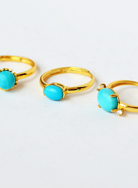 天然绿松石纯银天然绿松石