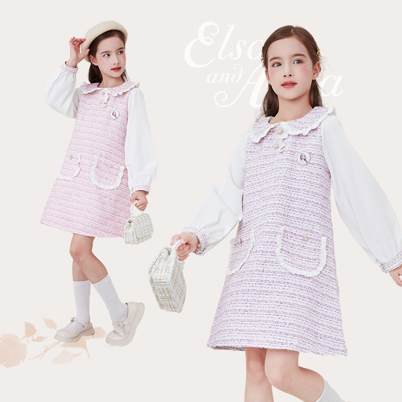 迪士尼女童连衣裙春秋装新款爱莎公主小香风裙子洋气公主裙童装,淘宝优惠券,粉丝福利购,淘宝优惠卷