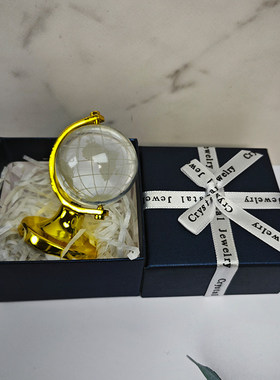 经典款迷你小水晶地球仪摆件6色底座激光内雕简易地图装饰礼物