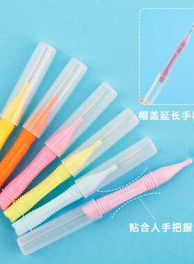 螺纹便捷小眉刷 牙缝刷 10/袋装齿缝刷 清洁刷彩色眼线刷
