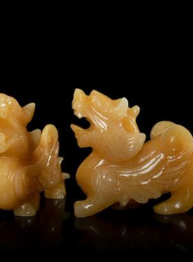 黄玉貔貅皮丘玄关摆件