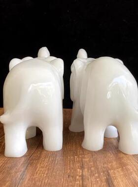 玉石大象玉象家居客厅摆件