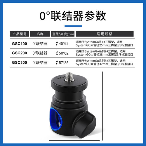百诺SystemGo三脚架配件 GoCoupler2#连联接器&0°扩展附件GSC - 图2