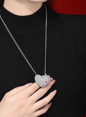 伊泰莲娜合金仿水晶心形女毛衣链