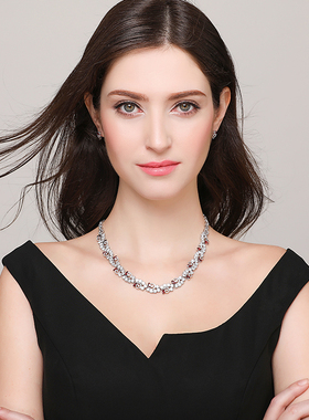 伊泰莲娜爱情秘匙套装女款项链耳环配饰正装宴会气质套装礼盒包装