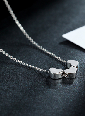 伊泰莲娜银色爱心项链女气质高级感不易褪色锁骨链心形可动饰品