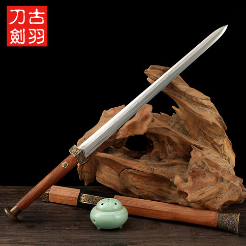 龙泉古羽刀剑花纹钢烧刃八面四灵汉剑青龙玄武镇宅宝剑长剑未开刃 - 图2