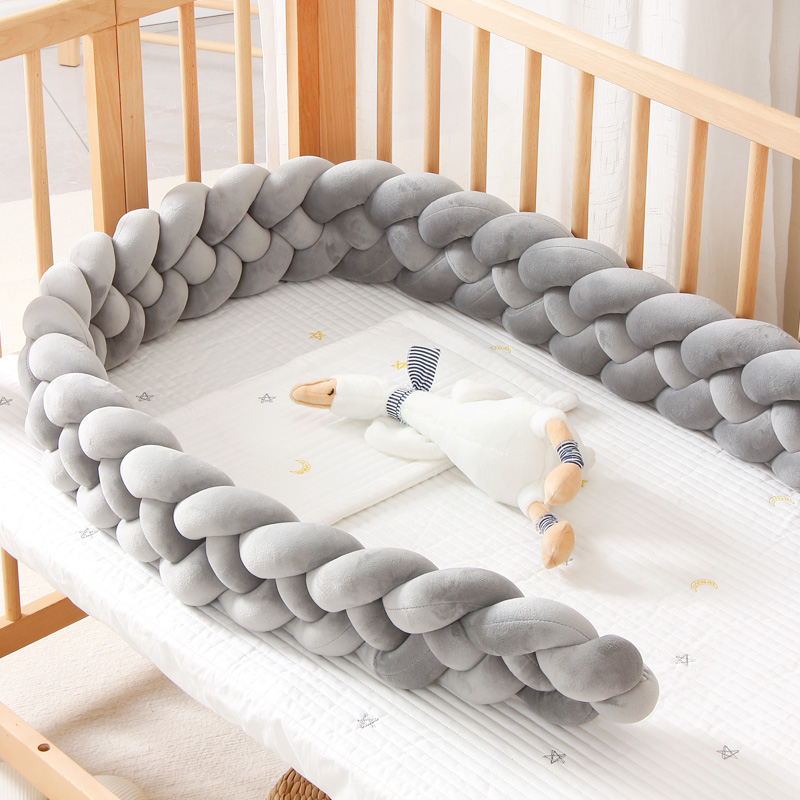 婴儿床围ins麻花围栏软包新生儿童拼接床缓冲床靠宝宝打结防撞条 - 图0