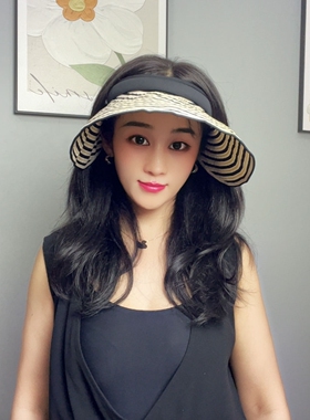 【发箍款】2025新款防晒帽子女夏遮阳空顶帽大帽檐显脸小太阳帽