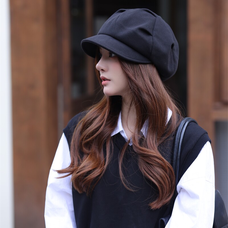 【一帽五戴】新款云朵八角帽子女秋冬毛呢贝雷帽休闲画家帽前进帽