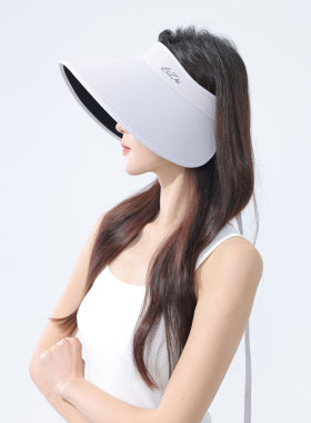 2026新款丝绒黑胶大檐遮阳帽女空顶防晒帽户外遮脸可折叠灯罩帽