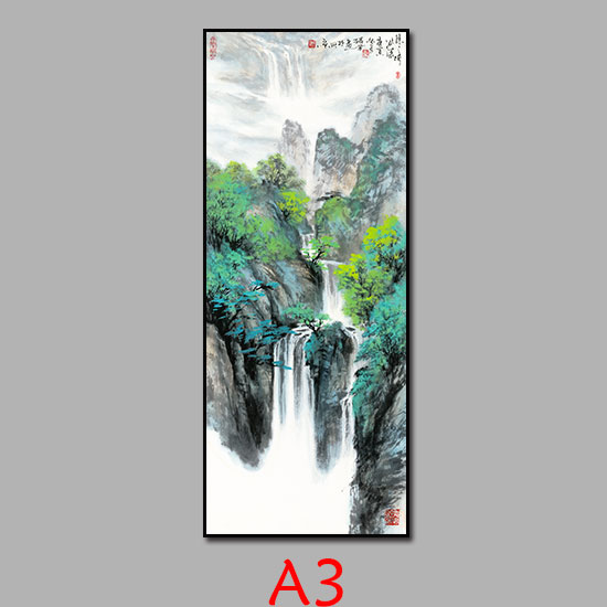 中国风装饰画客厅卧室玄关禅意挂画山水办公室水墨画竖版自粘 - 图2