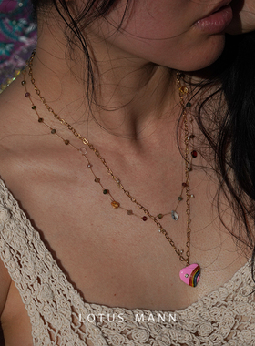 水滴宝石.限量宝石级托帕石碧玺黄水晶芙蓉晶编织项链lotusmann