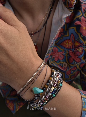 张子枫.油彩绿松石水滴闪绳编织项链两条一组lotus mann