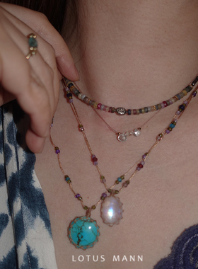 波斯蓝玉.十二月生辰.波斯绿松石睡美人湖北绿藤蔓项链