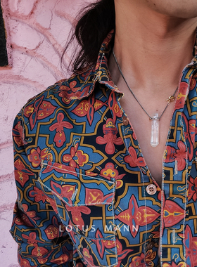 大颗白水晶柱项链925银