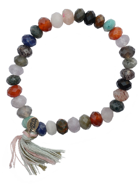 混合天然石红玉髓多色小棉流苏路塔斯曼手链lotus mann