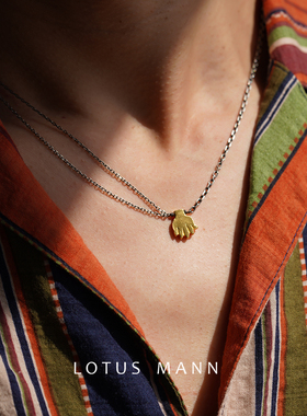 小守护.银镀金彩珠佛手项链