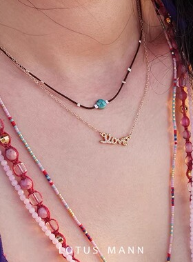 千玺同款 绿松石拉长石项链Ink Trail choker天然小众设计男女