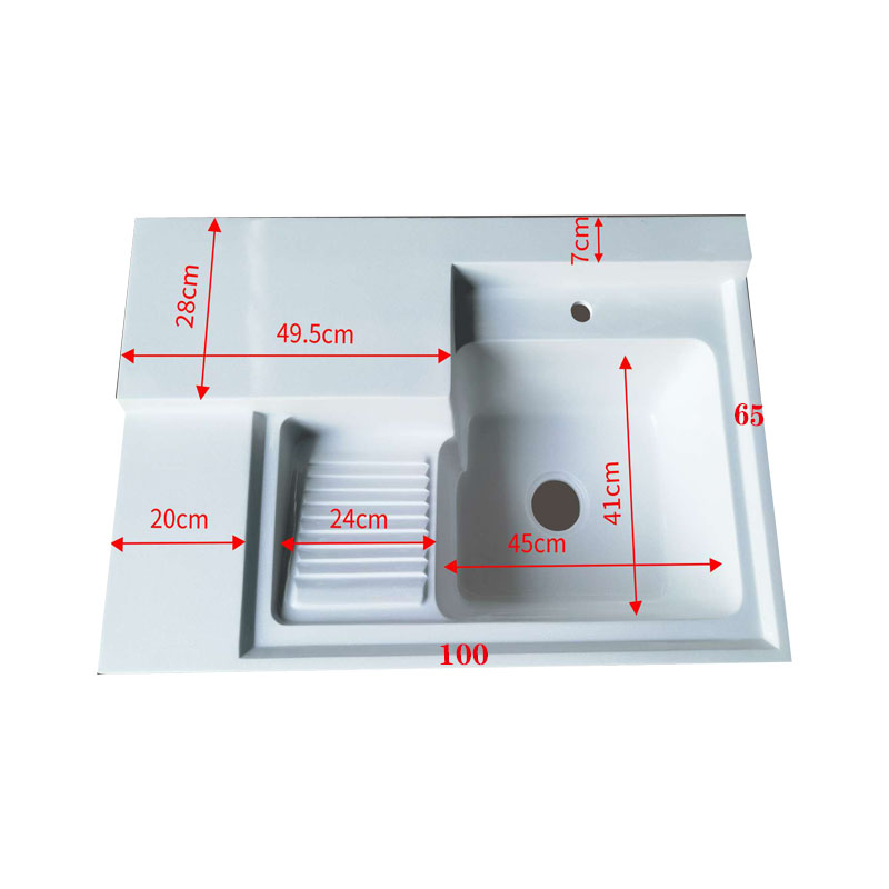 阳台洗衣盆定制石英石一体洗手池台面洗衣机柜伴侣小尺寸柜盆带搓 - 图0