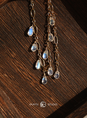 花屿月光石项链钛钢链条