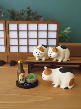 进口日式治愈小猫熊猫装饰摆件