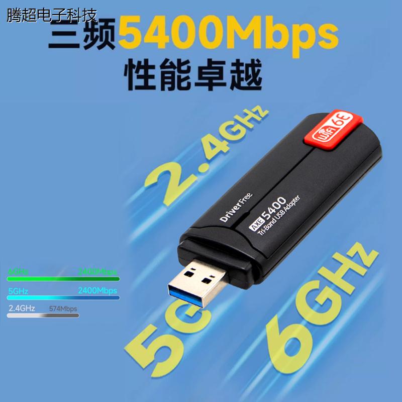 三频无线网卡AX5400M台式电脑笔记本USB日常办公WiFi6E热点接议价 - 图1