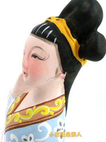 特色泥塑-无锡特产惠山泥人《四大美女-西施》手捏带印章大师作品 - 图0
