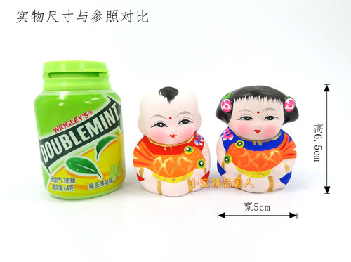 无锡惠山泥人 抱鱼小阿福 地区特色旅游纪念工艺品特价送礼盒礼袋 - 图2