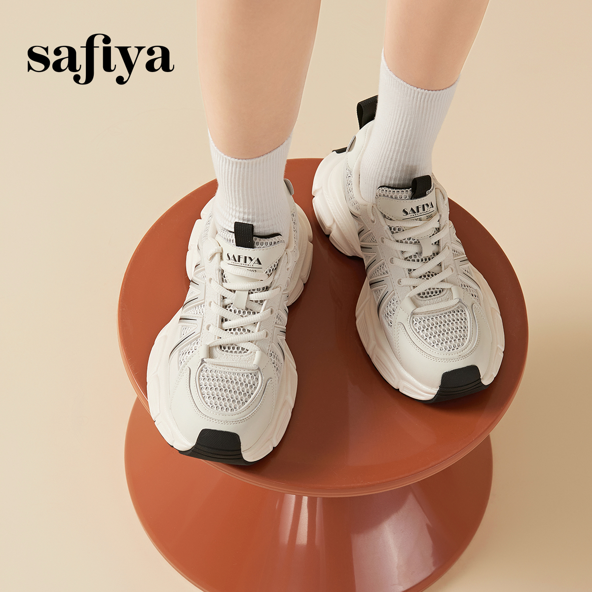 Safiya/索菲娅潮流街头透气网面轻便减震厚底运动老爹鞋 - 图3