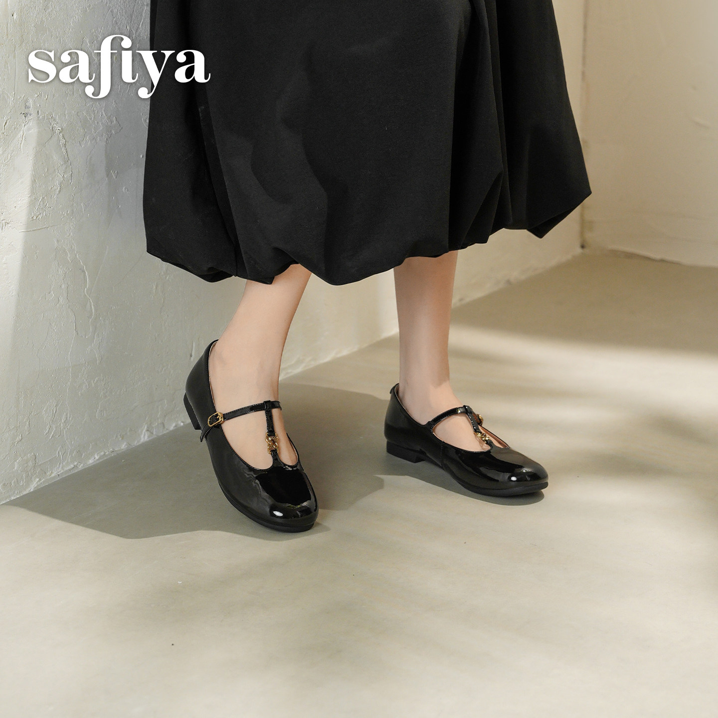 索菲娅2026春季新品法式圆头T字带漆面牛皮浅口平底玛丽珍单鞋,淘宝优惠券,粉丝福利购,淘宝优惠卷