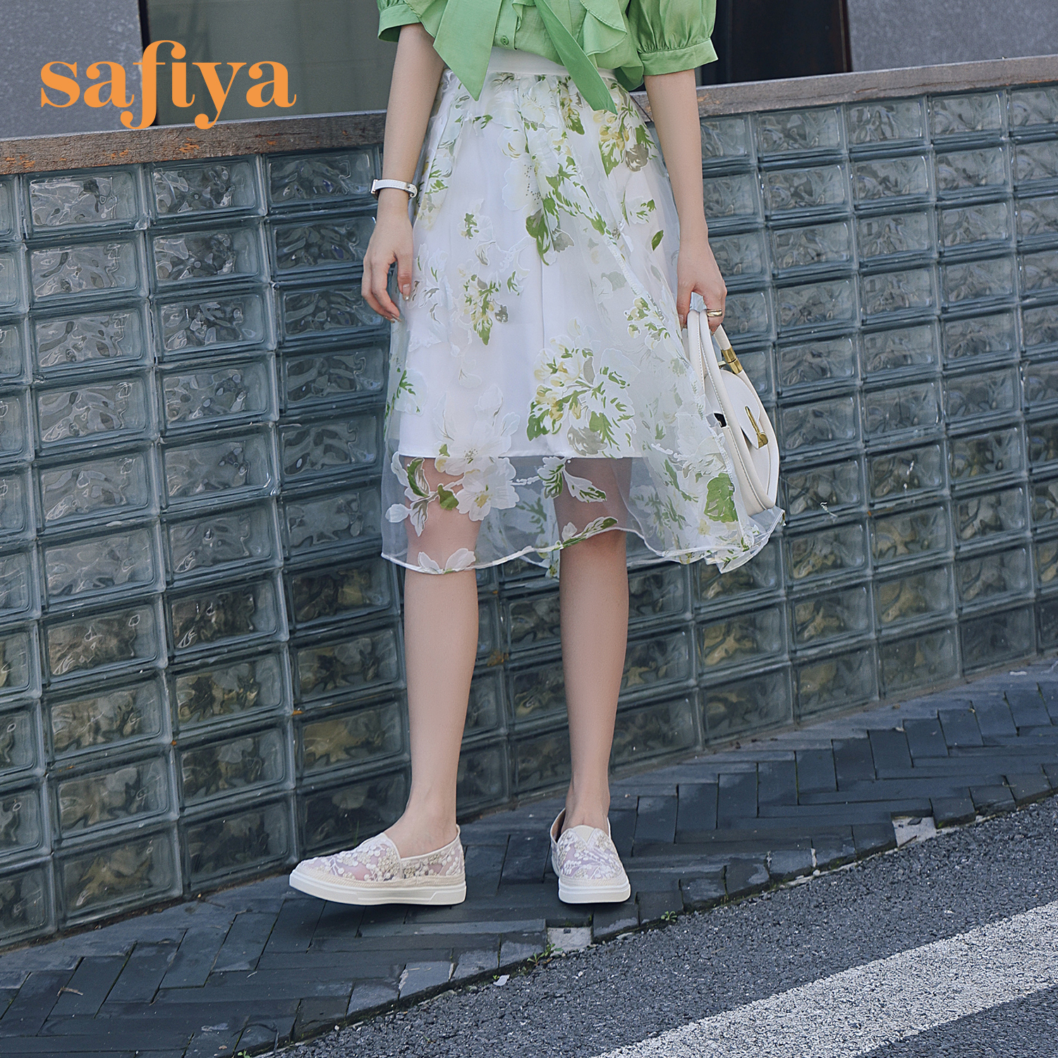 Safiya/索菲娅蕾丝渔夫鞋女夏休闲浅口女鞋一脚蹬气质平底单鞋女