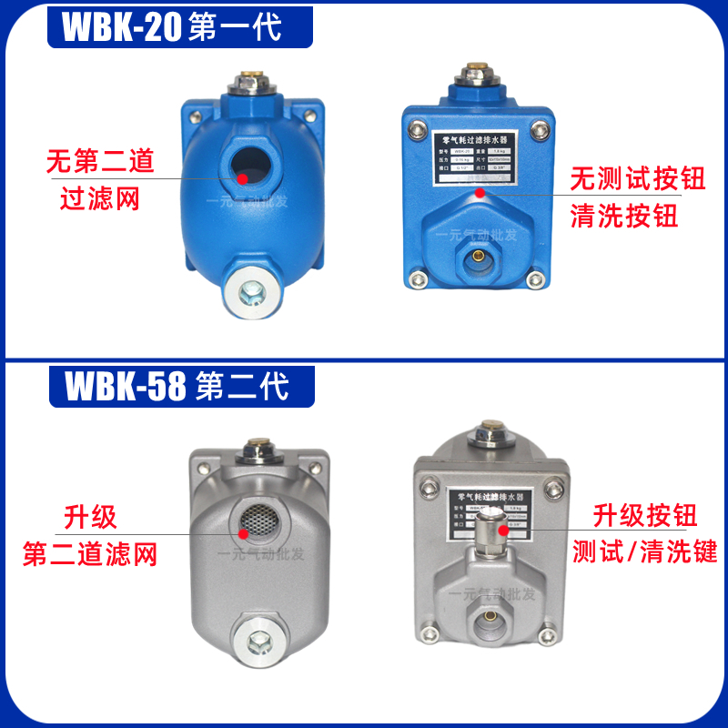 储气罐自动排水器WBK-58大排量自动疏水阀WBK-20空压机放水阀4分