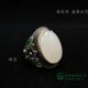 Tibetan silver inlaid white jade ring silver bracelet jade ring face