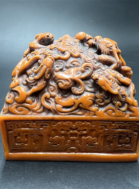 树脂九龙印章寿山石玉玺古董收藏