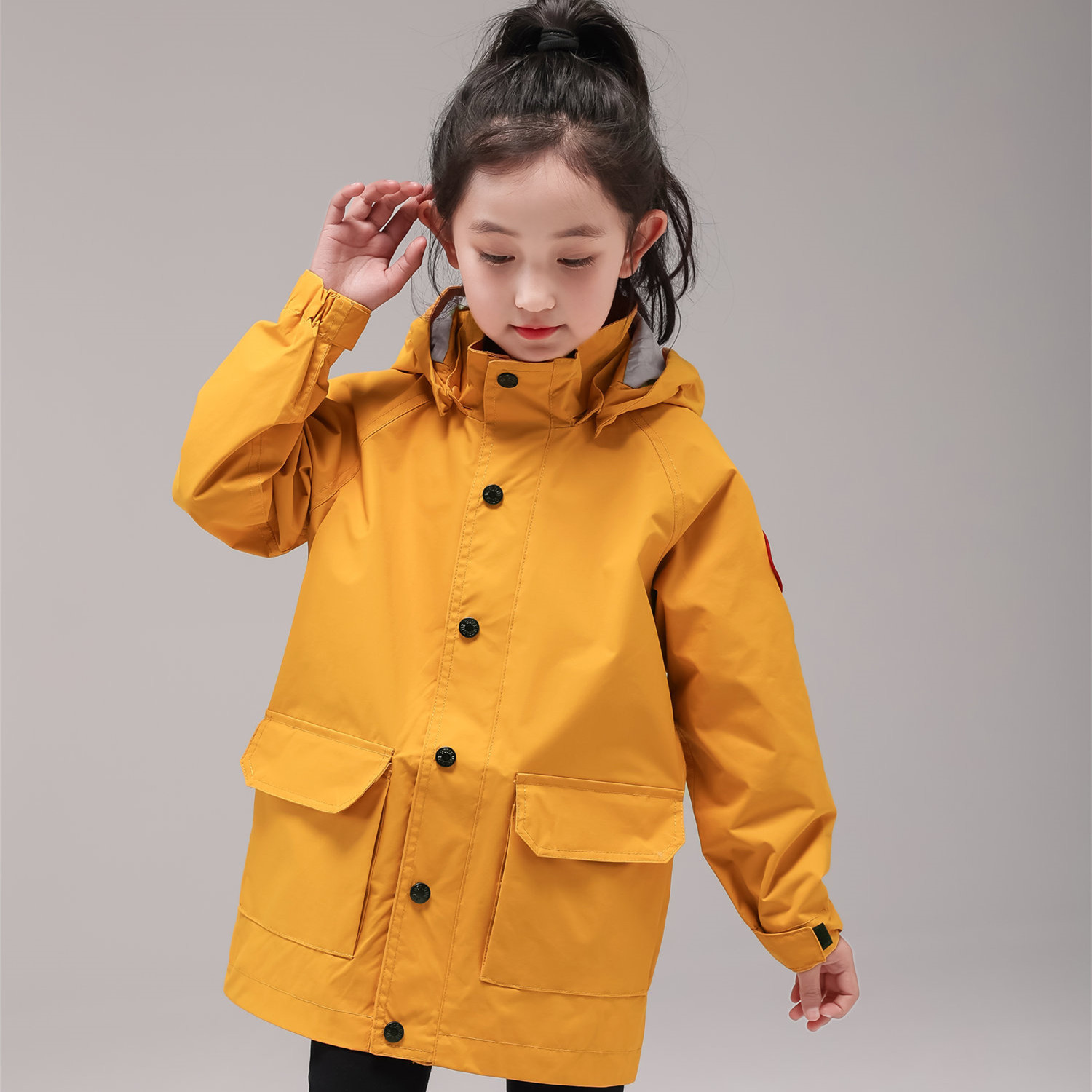 韩国儿童冲锋衣男女童外套2024春季新款中大童中长款风衣夹克防水