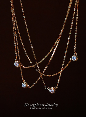 洗澡不用摘6A锆石925银镀金项链