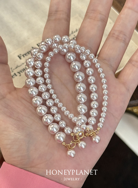 森糖原创曼塔玫瑰粉珍珠手链