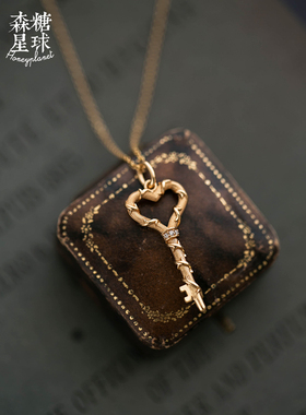 森糖原创钥匙925银镀金长项链女