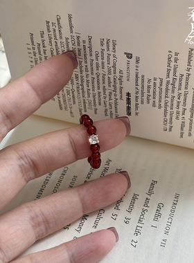 弹力绳戒指天然红玛瑙新中式